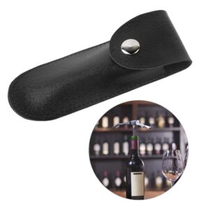Bottle Opener Leather Case New Bottle Opener Holster Small Leather Bag Wine Knife Set Wine Tool Holder PU Bag (Black)
