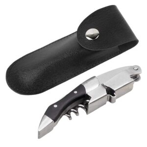 Bottle Opener Leather Case New Bottle Opener Holster Small Leather Bag Wine Knife Set Wine Tool Holder PU Bag (Black)