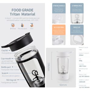 Electric Protein Shaker Bottle, | Tritan | Bpa Free| Blender Bottles 22oz Rechargeable Vortex Portable Mixer, Self Stirring Cup, Auto Mixing Mug For Coffee(White)