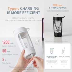Electric Protein Shaker Bottle, | Tritan | Bpa Free| Blender Bottles 22oz Rechargeable Vortex Portable Mixer, Self Stirring Cup, Auto Mixing Mug For Coffee(White)