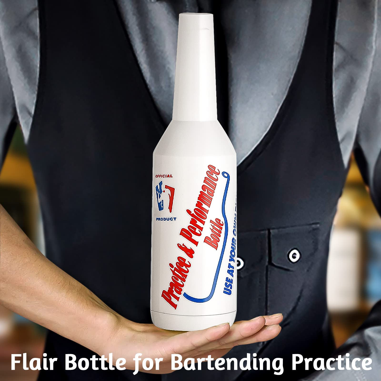 1pcs Flair Bottle Practice Bartender Practice Bottles 25oz/750ml White Flair Bartending kit Performance Training Bar Liquor Bottles White Decorative Bottles for Bar Pub Wine Cocktail Shaker