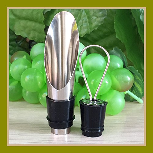 Wine Pourer and Stopper - 5 Pack - Tapered Design - Liquor and Wine Bottles - Drip Free Pouring - Stopper Creates an Seal - Keeps Wine Fresh - Gift for Wine Enthusiasts. (Retail pack)