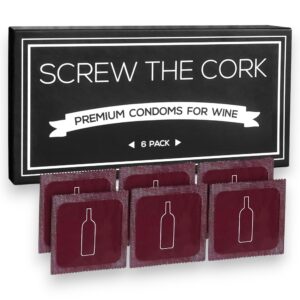 screw the cork: condom style wine bottle stoppers (6 pack) • air-tight rubber seal for fresh wine • funny wine gifts & novelty gag gift • great for bachelorette parties, birthdays & christmas