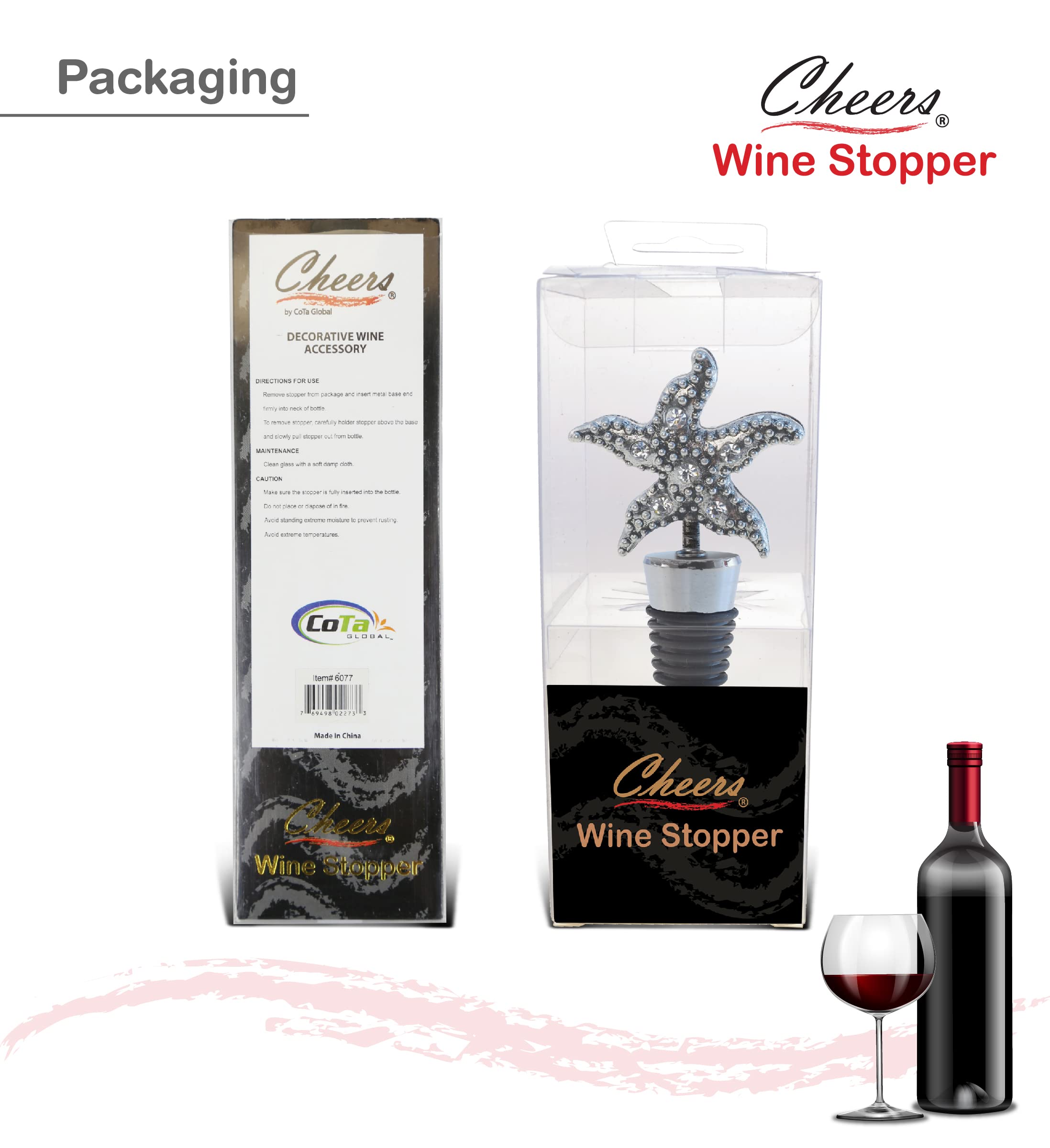 Cheers Metal Wine Stopper - Starfish