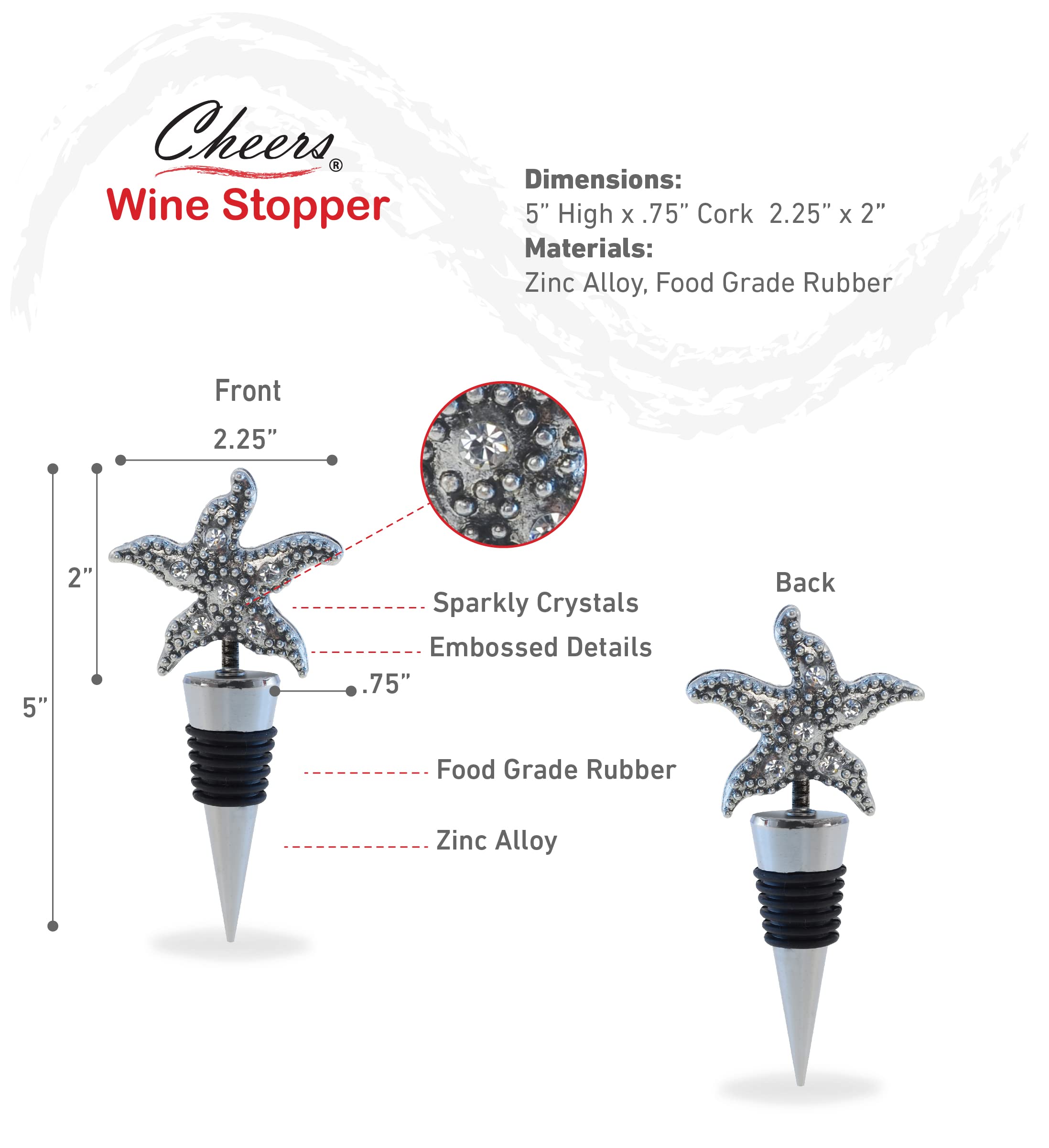 Cheers Metal Wine Stopper - Starfish