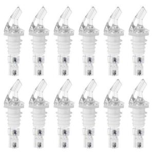 tezzorio (pack of 12) measured liquor pourers, 1.25 oz, no collar clear spout bottle pourer with clear tail