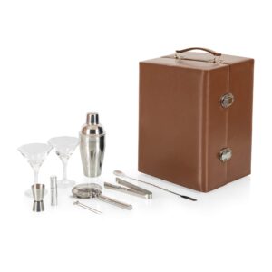 legacy - a picnic time brand manhattan case, stainless steel cocktail shaker set, premium tools, bar accessories, and bartender kit, one size, mahogany with tan accents