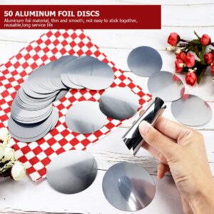 DOERDO 50pcs Aluminum Foil Red Wine Pourer Disc Slice Reusable Flexible Drip Stop Pour Spouts Disk for Wine Beverage Beer Liquid Dispenser