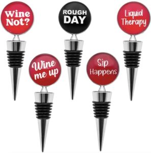 funny wine stoppers accessories for wine gifts, set of 5 bottle stopper for women and men, perfect beverage topper gift