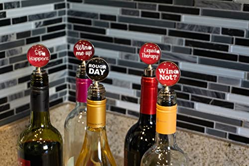 Funny Wine Stoppers Accessories for Wine Gifts, Set of 5 Bottle Stopper for Women and Men, Perfect Beverage Topper Gift