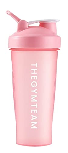 THEGYMTEAM Blender Shaker Bottle 20-ounce, 600ml, The Gym Team Protein Shaker Cup Bottle Gym Water, BPA Free (Pink)