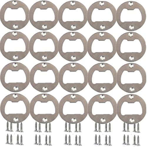 Bottle Opener Wall Mounted,100 Pack Stainless Steel Round Inset Bottle Opener Inset Kit Hardware Parts DIY kit with Screws