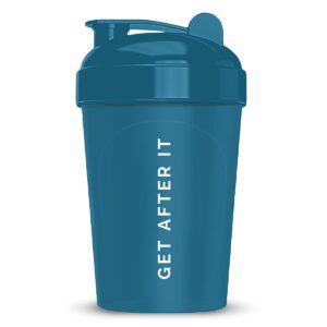get after it shaker by crazed foods, 16 oz. shaker bottle, bpa free & lid mixing technology (16 oz, blue)