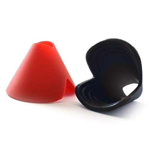 Norpro 3-in-1 Silicone Pinch Grips Set of 2 - Bottle Opener, Oven Rack Push/Pull & Mini Funnel, black and red