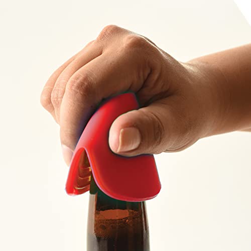 Norpro 3-in-1 Silicone Pinch Grips Set of 2 - Bottle Opener, Oven Rack Push/Pull & Mini Funnel, black and red