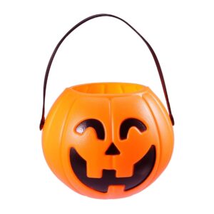 bestoyard halloween plastic pumpkin portable pumpkin bucket trick-or-treat bucket halloween candy bucket jack o lantern bucket halloween party supply 6.7inch