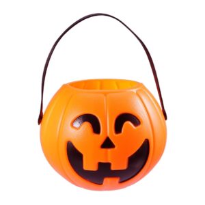 BESTOYARD Halloween Plastic Pumpkin Portable Pumpkin Bucket Trick-or-Treat Bucket Halloween Candy Bucket Jack O Lantern Bucket Halloween Party Supply 6.7Inch