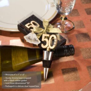 FASHIONCRAFT 50th Anniversary Wine Bottle Stopper Favors, Pack of 1