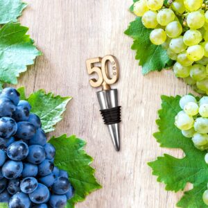 FASHIONCRAFT 50th Anniversary Wine Bottle Stopper Favors, Pack of 1