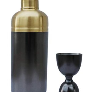 Alchemade Midcentury Modern Nickel & Brass Cocktail Shaker and Jigger Set - Quality Black & Gold Professional Bar Tools - for Mixed Drinks & Cocktails