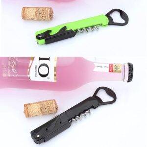 2 Pcs Multi Bottle Opener Beer Bottle Tin Can Lid Off Jar Opener Corkscrew Multifunctional 4 in 1 Can Opener Foil Cutter Kitchen Drinking Bar Tools for Restaurant Travel