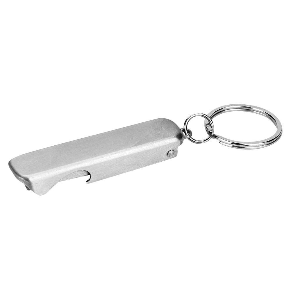 Dilwe 2 in 1 Nail Cutter Bottle Opener, Stainless Steel Mini Foldable Nail Clippers with Keychain