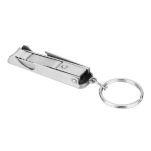 Dilwe 2 in 1 Nail Cutter Bottle Opener, Stainless Steel Mini Foldable Nail Clippers with Keychain