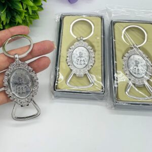 RBN Quinceañera Keychain Bottle Opener Favor - Sweet 15 Mis Quince 15 Birthday Sweet Sixteen Silver Color Metal Key Ring Gift for Guests - 12 PCS, 12.0 Count