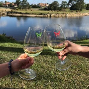 Simply Charmed Butterfly Magnetic Wine Glass Charms - 6 Wine Magnet Drink Markers - Fun Gift for the Gardener