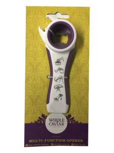 multi bottle opener 5 in 1: beer top opener, jar opener, bottle cap grip, jar seal breaker claw. chef's best multi kitchen tool. screw off top & pull tab assist for prying lids off without straining