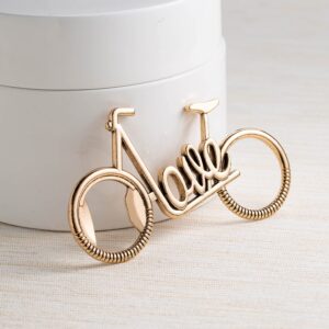 24 PCS Love Design Golden Bicycle Shape Bottle Openers for Wedding Favors Bridal Shower Gifts ，Decorations and Souvenirs for Guests (24, golden love bicycle)