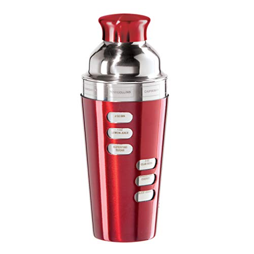 Oggi 7387.2 24-Ounce Stainless Steel Cocktail Shaker, Red
