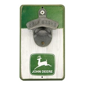 john deere logo wall bottle opener - vintage john deere bottle opener made with wood and cast metal - great gift idea