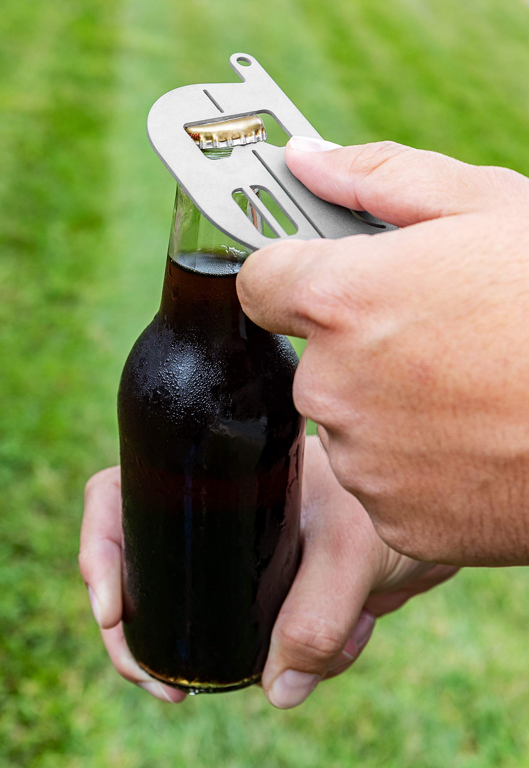 Camco Life is Better at The Campsite Bottle Opener | Easily Removes Bottle Caps | Features a Unique Camper Design with Magnet (53305)