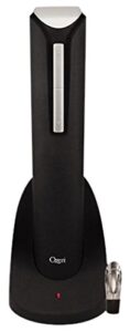 ozeri pro electric bottle opener with wine pourer, stopper, foil cutter, and elegant recharging stand, black