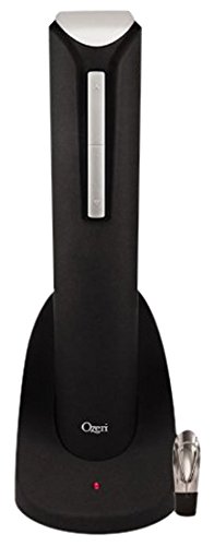 Ozeri Pro Electric Bottle Opener with Wine Pourer, Stopper, Foil Cutter, and Elegant Recharging Stand, Black