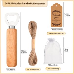 24 pieces Wooden Handle Bottle Opener Suitable for home, bar or restaurant baby shower - Wooden handle handheld or bridal gift for party gifts, gifts, guests' mementos