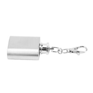 1oz Mini Pocket Wine Bottle Stainless Steel Key Chain Portable Whiskey Liquor Alcohol Bottle Screw Cap Unique Gift Ornament