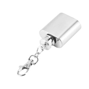 1oz Mini Pocket Wine Bottle Stainless Steel Key Chain Portable Whiskey Liquor Alcohol Bottle Screw Cap Unique Gift Ornament