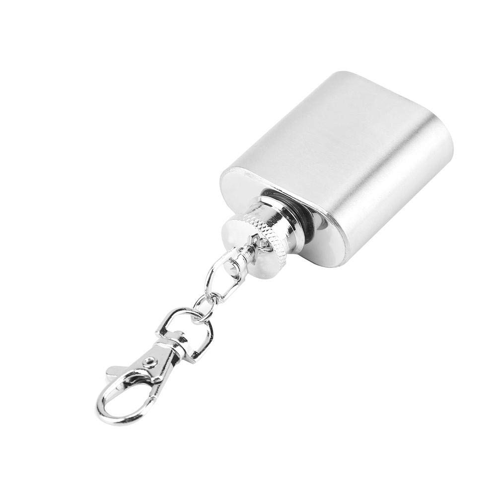 1oz Mini Pocket Wine Bottle Stainless Steel Key Chain Portable Whiskey Liquor Alcohol Bottle Screw Cap Unique Gift Ornament