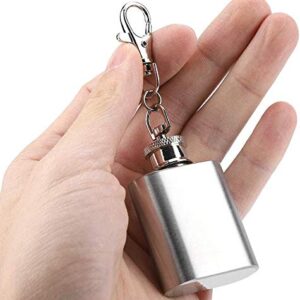 1oz Mini Pocket Wine Bottle Stainless Steel Key Chain Portable Whiskey Liquor Alcohol Bottle Screw Cap Unique Gift Ornament