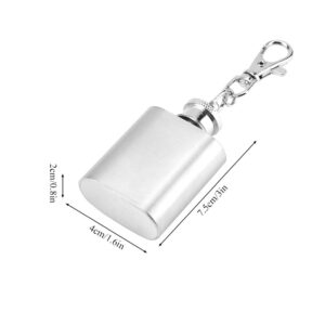 1oz Mini Pocket Wine Bottle Stainless Steel Key Chain Portable Whiskey Liquor Alcohol Bottle Screw Cap Unique Gift Ornament