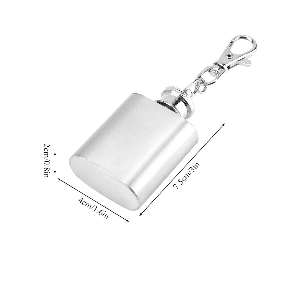 1oz Mini Pocket Wine Bottle Stainless Steel Key Chain Portable Whiskey Liquor Alcohol Bottle Screw Cap Unique Gift Ornament