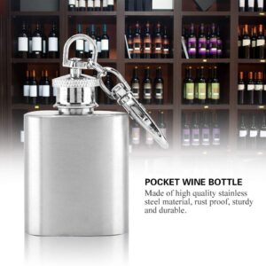 1oz Mini Pocket Wine Bottle Stainless Steel Key Chain Portable Whiskey Liquor Alcohol Bottle Screw Cap Unique Gift Ornament