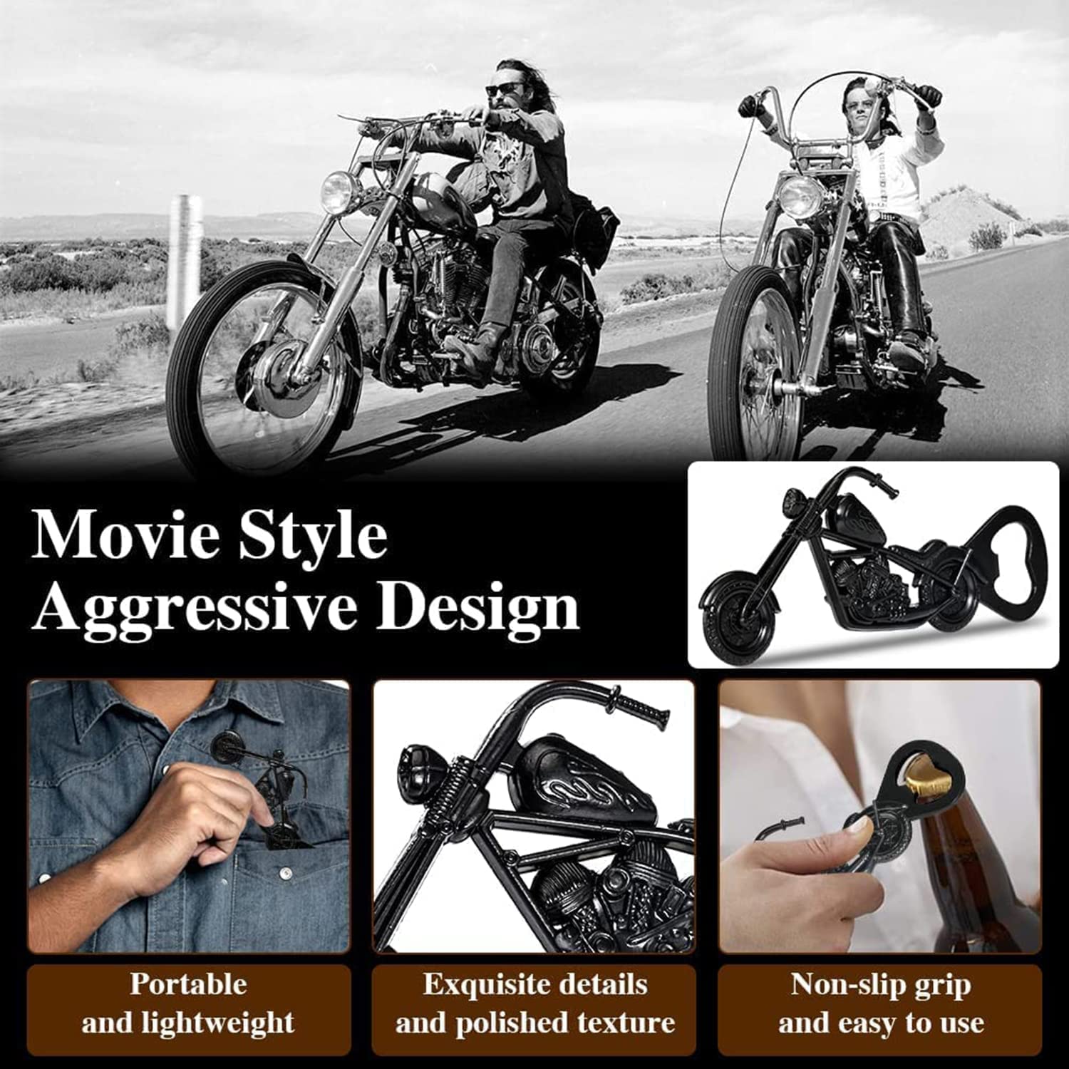 LKKCHER Motorcycle Beer Bottle Opener, Mens Gifts for Birthday Father’s Day, Christmas Gift Ideas for Men Husband Boyfriend Motorbike Lovers, Motorcycles Gifts