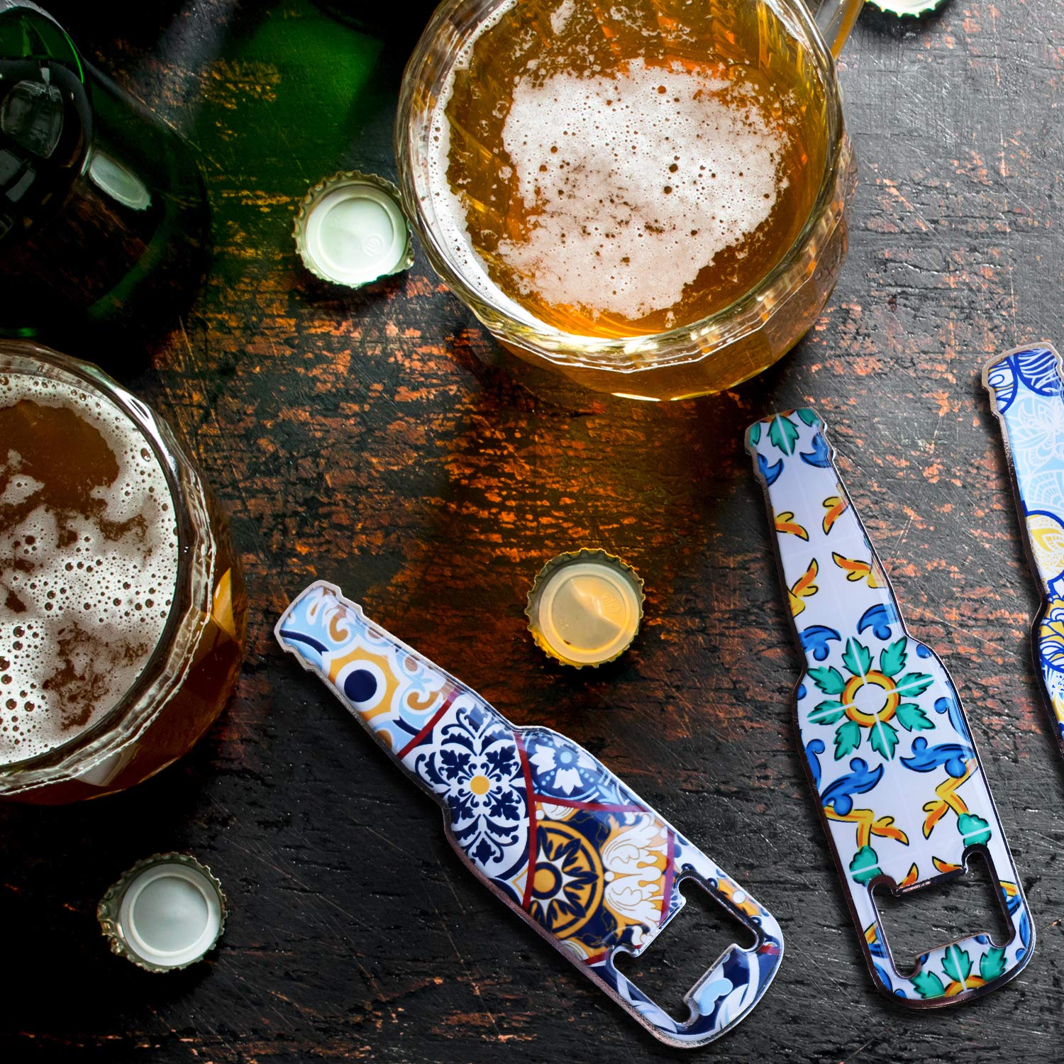 Beer Bottle Cap Opener , Set of 3 Decorative Bottle Shape Beer Openers Beer Gifts For Men (Colorful)