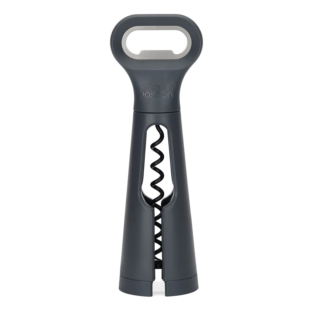 Joseph Joseph BarStar 3-in-1 Corkscrew, Bottle opener & foil cutter, Space Saving design, Gray