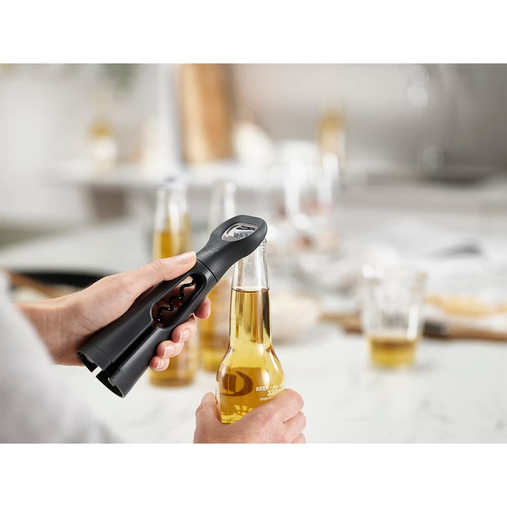 Joseph Joseph BarStar 3-in-1 Corkscrew, Bottle opener & foil cutter, Space Saving design, Gray