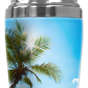 Mugzie 16 Ounce Stainless Steel Cocktail Shaker/Martini Shaker with Wetsuit Cover - Palm Tree and Beach