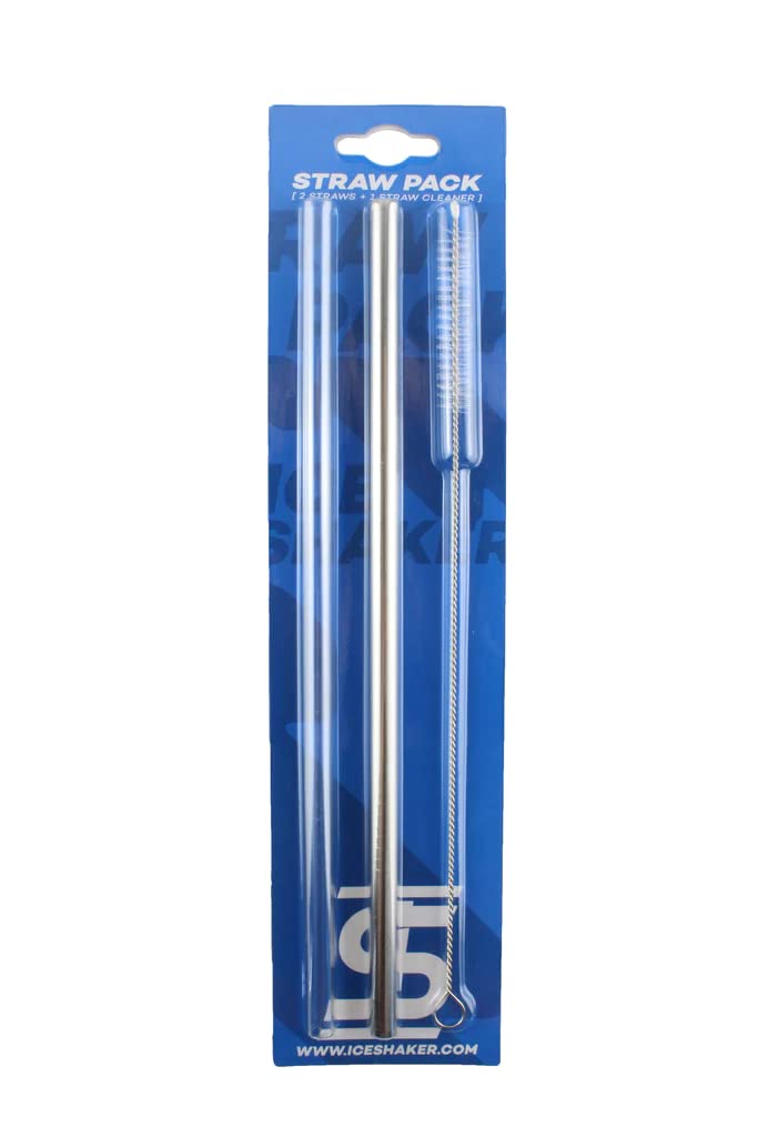 Ice Shaker Reusable Straws and Straw Cleaner Brush, With 1 Tritan and 1 Steel Water Bottle Straw and Straw Cleaner, For Ice Shaker Metal Water Bottles